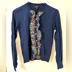 J.Crew Navy Cardigan with Floral Decal